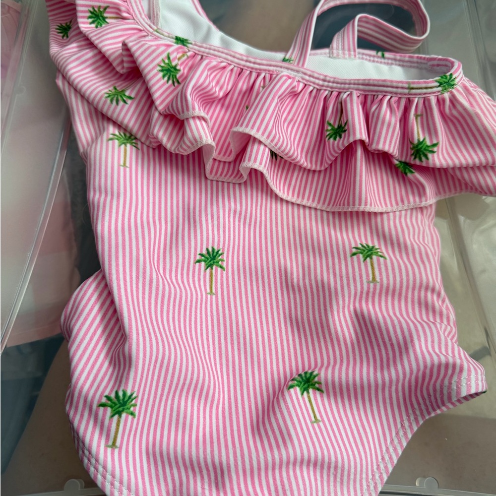 Pink One-Shoulder Kids Swim One Piece - Picture 8 of 10